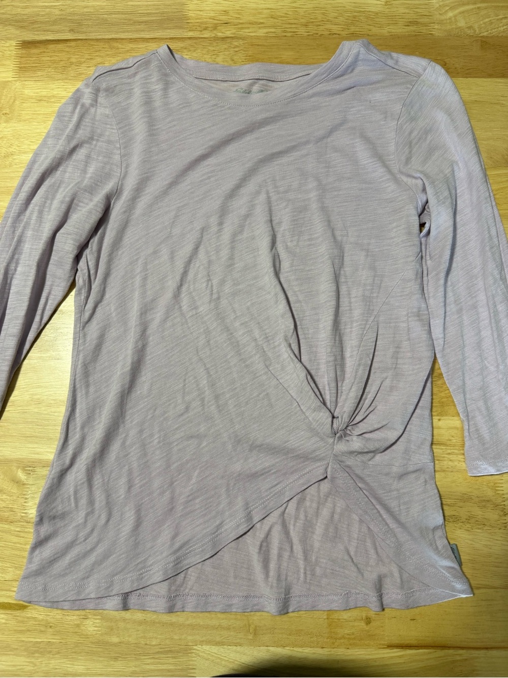 Women’s Eddie Bauer Twist Front Top XS Lavender Periwinkle 3/4 Sleeve Blouse